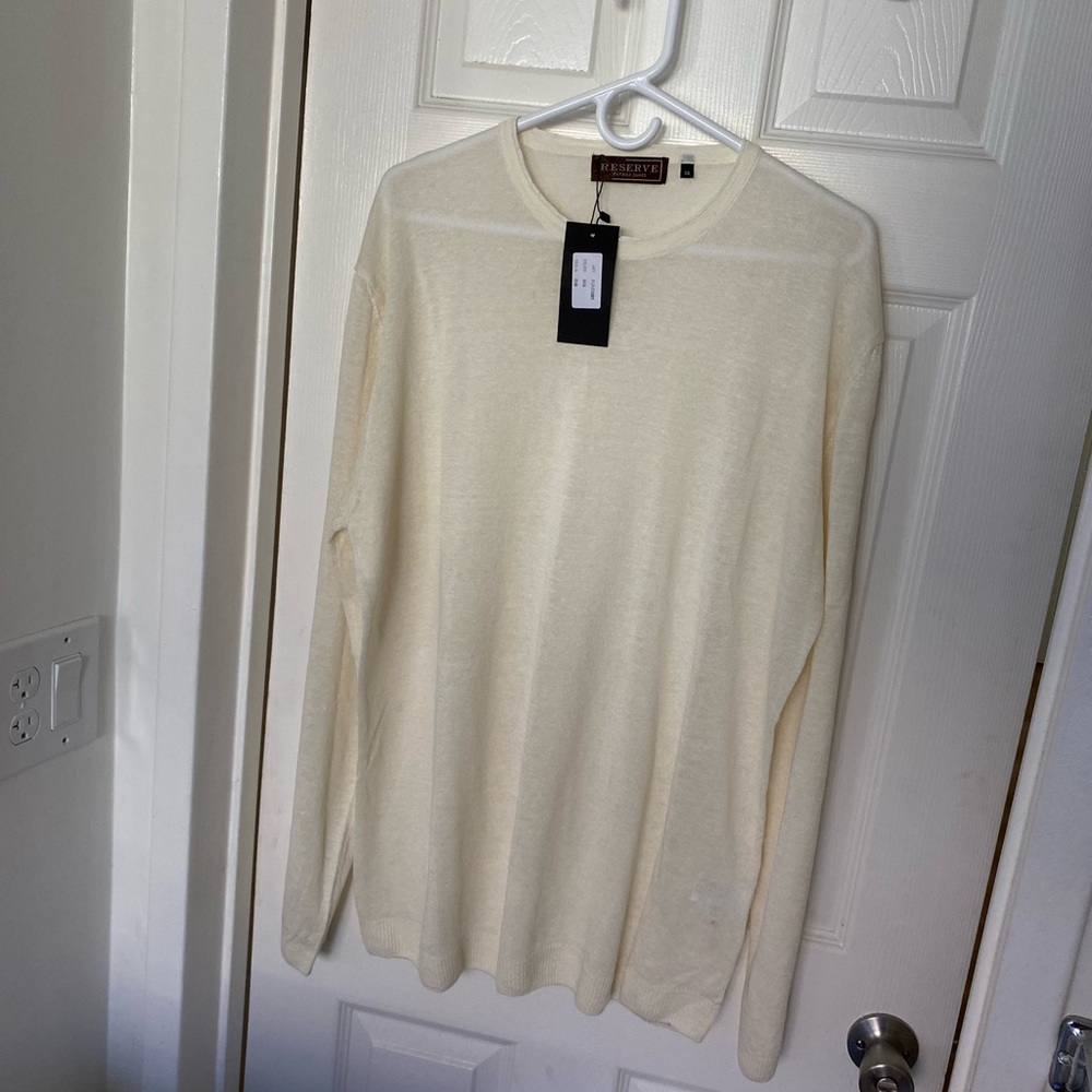 Patrick James RESERVE Men’s Cream Long Sleeve Shirt, Size 58
